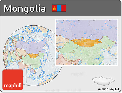 Political Location Map of Mongolia, lighten