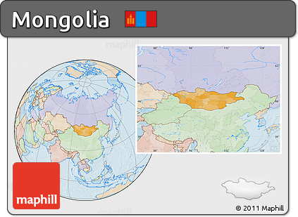 Political Location Map of Mongolia, lighten, land only