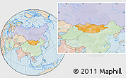 Political Location Map of Mongolia, lighten, land only