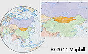 Political Location Map of Mongolia, lighten