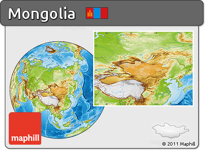 Political Location Map of Mongolia, physical outside