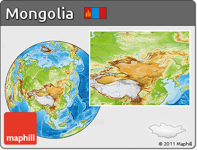 Political Location Map of Mongolia, physical outside