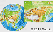 Political Location Map of Mongolia, physical outside