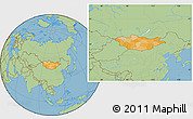 Political Location Map of Mongolia, savanna style outside