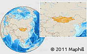 Political Location Map of Mongolia, shaded relief outside