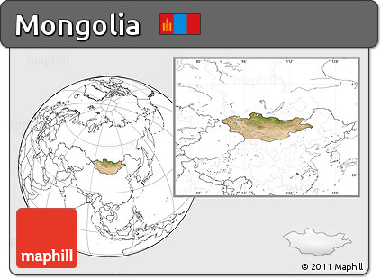 Satellite Location Map of Mongolia, blank outside
