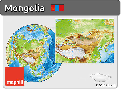 Satellite Location Map of Mongolia, physical outside
