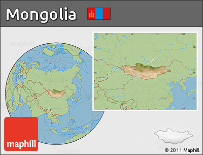 Satellite Location Map of Mongolia, savanna style outside