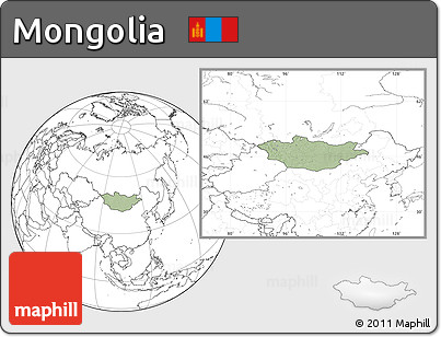 Savanna Style Location Map of Mongolia, blank outside, hill shading inside