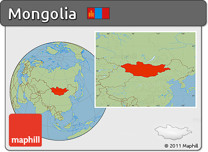 Savanna Style Location Map of Mongolia