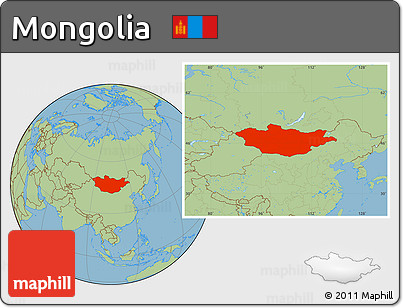 Savanna Style Location Map of Mongolia