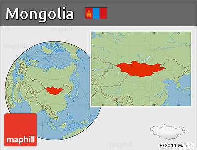 Savanna Style Location Map of Mongolia