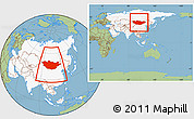 Savanna Style Location Map of Mongolia, highlighted continent, within the entire continent