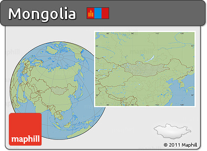 Savanna Style Location Map of Mongolia, hill shading inside