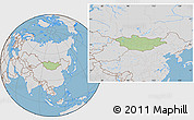 Savanna Style Location Map of Mongolia, lighten, desaturated, land only