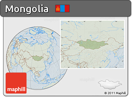 Savanna Style Location Map of Mongolia, lighten, hill shading
