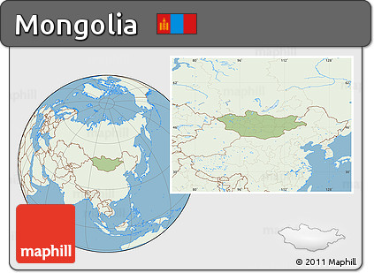 Savanna Style Location Map of Mongolia, lighten, land only