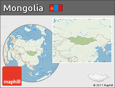 Savanna Style Location Map of Mongolia, lighten, land only