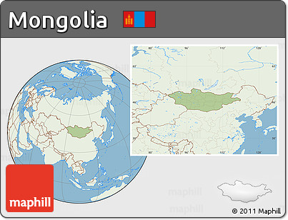 Savanna Style Location Map of Mongolia, lighten, land only
