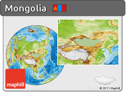 Savanna Style Location Map of Mongolia, physical outside