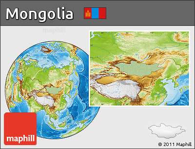 Savanna Style Location Map of Mongolia, physical outside