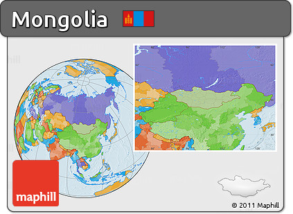 Savanna Style Location Map of Mongolia, political outside