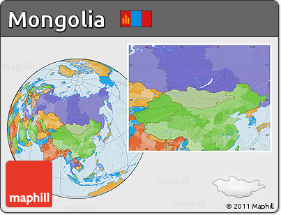 Savanna Style Location Map of Mongolia, political outside