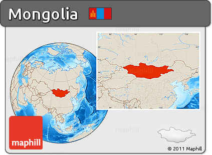 Shaded Relief Location Map of Mongolia