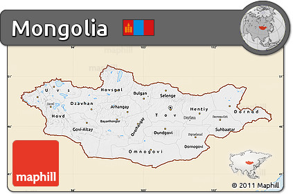 Classic Style Map of Mongolia, single color outside