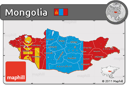 Flag Map of Mongolia, flag centered