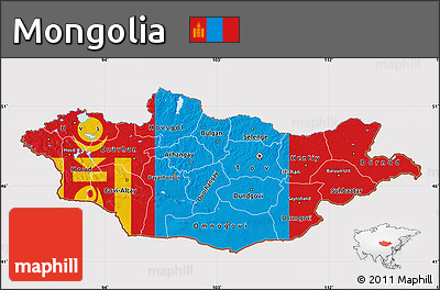 Flag Map of Mongolia, flag centered