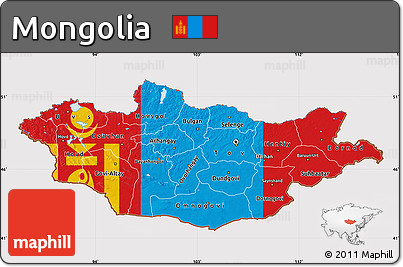 Flag Map of Mongolia, flag centered