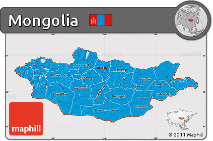 Flag Map of Mongolia, flag aligned to the middle
