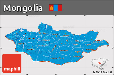 Flag Map of Mongolia, flag aligned to the middle