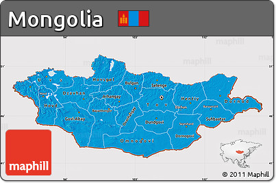 Flag Map of Mongolia, flag aligned to the middle