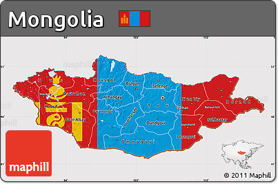 Flag Map of Mongolia
