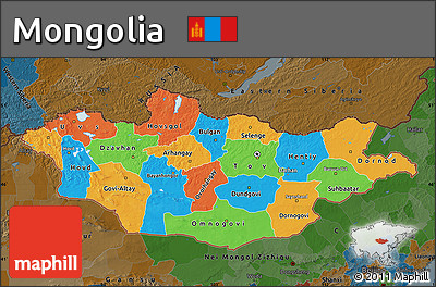 Political Map of Mongolia, darken