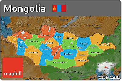 Political Map of Mongolia, darken