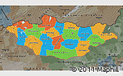 Political Map of Mongolia, darken, semi-desaturated
