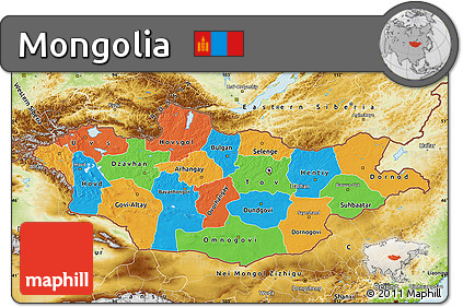 Political Map of Mongolia, physical outside