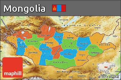 Political Map of Mongolia, physical outside
