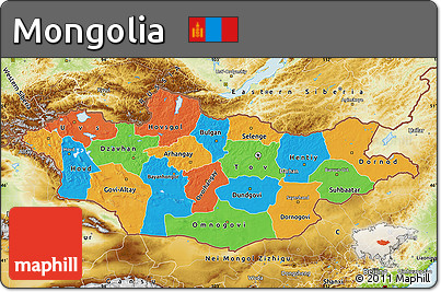 Political Map of Mongolia, physical outside