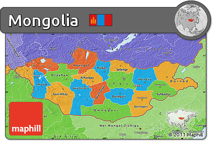 Political Map of Mongolia, political shades outside