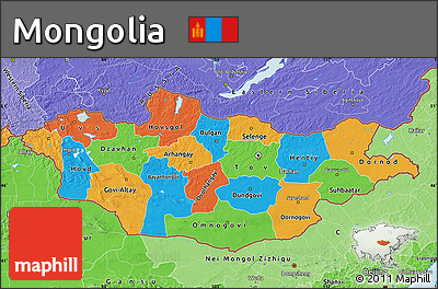 Political Map of Mongolia, political shades outside