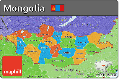Political Map of Mongolia, political shades outside