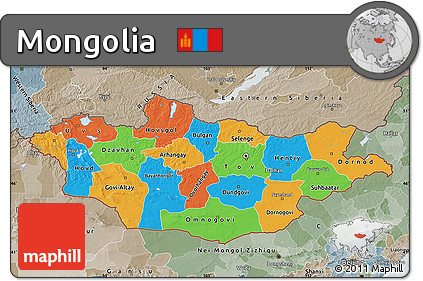 Political Map of Mongolia, semi-desaturated