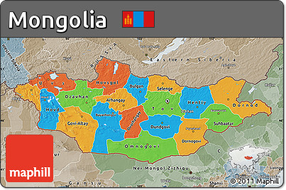 Political Map of Mongolia, semi-desaturated