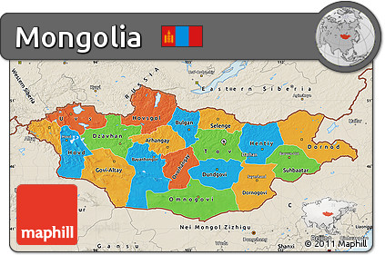 Political Map of Mongolia, shaded relief outside