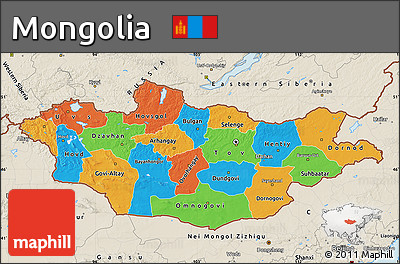 Political Map of Mongolia, shaded relief outside