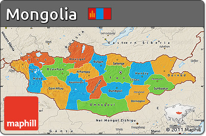 Political Map of Mongolia, shaded relief outside